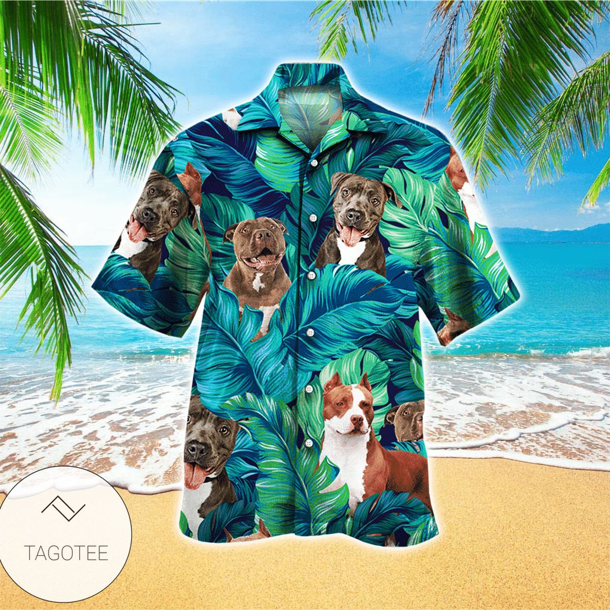 Pitbull Dog For Men And Women Graphic Print Short Sleeve Hawaiian Casual Shirt