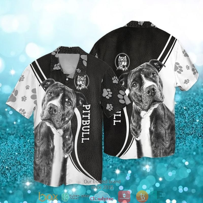 Pitbull Love The Road To My Heart Is Paved With Paw Prints Short Sleeve Hawaiian Shirt