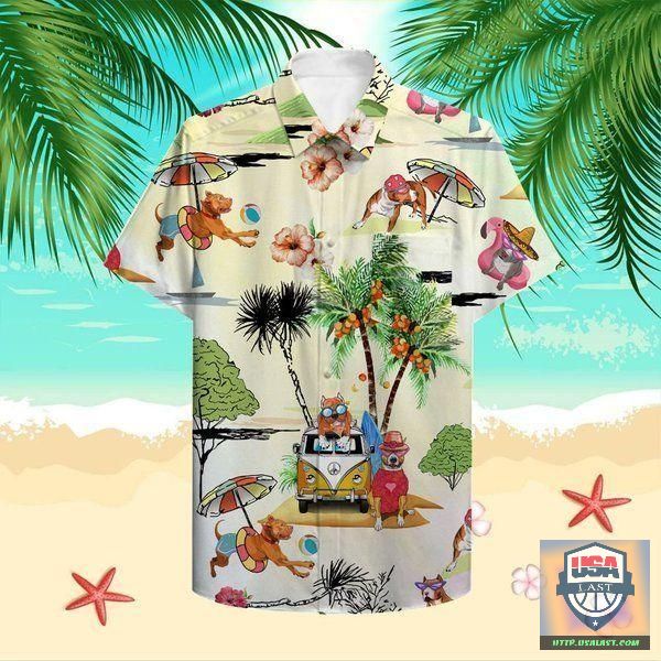 Pitbull Dog On Beach Hawaiian Shirt