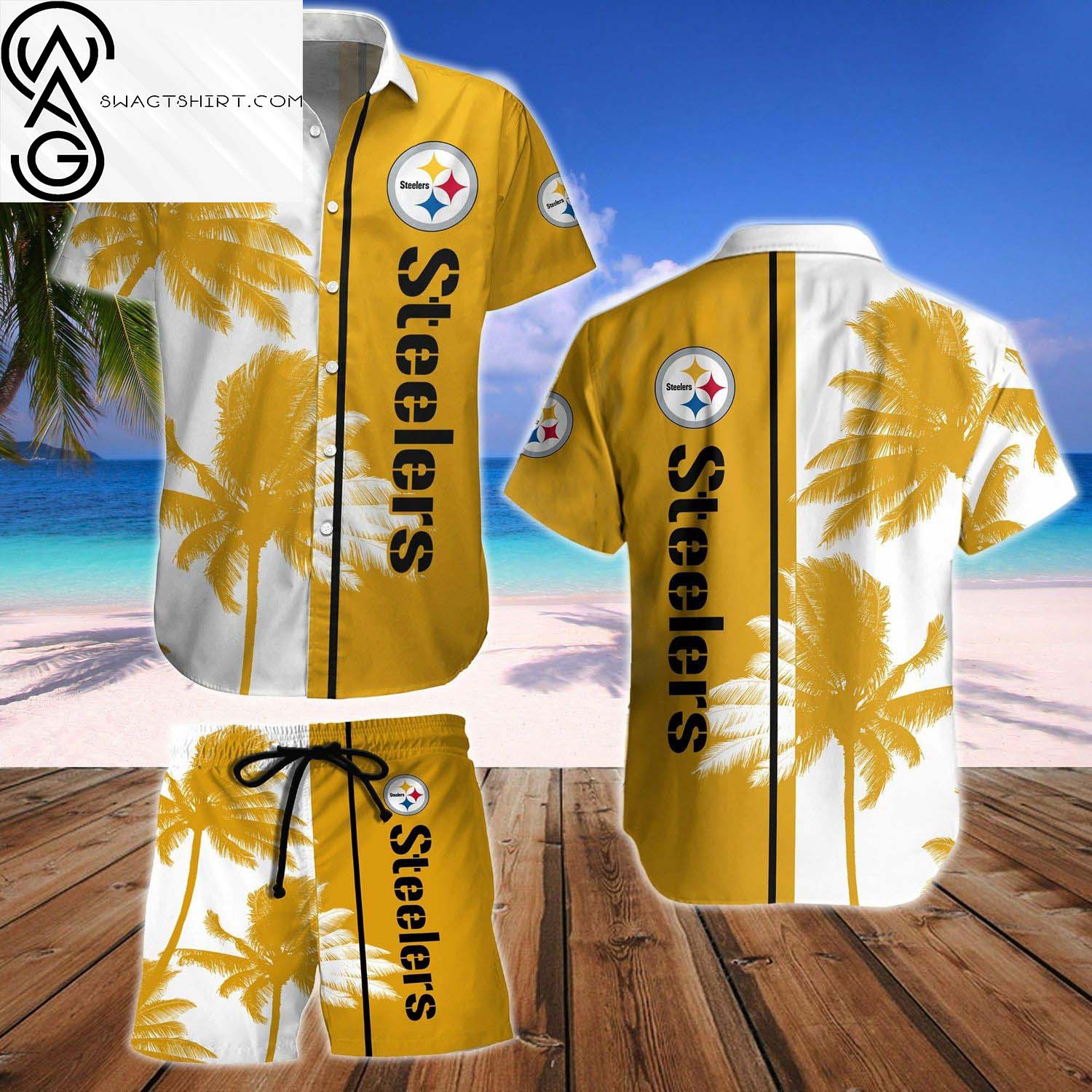 Pittsburgh Steelers All Over Print Hawaiian Shirt And Beach Shorts