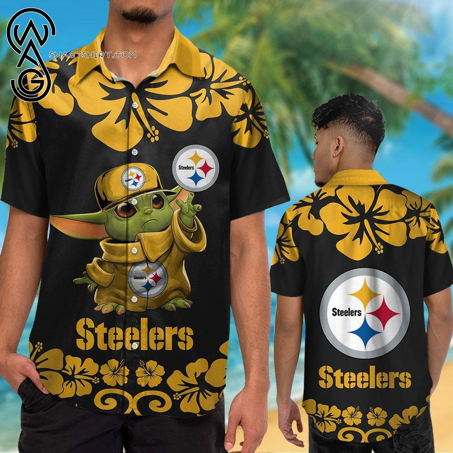 Pittsburgh Steelers And Baby Yoda Summer Vacation Hawaiian Shirt