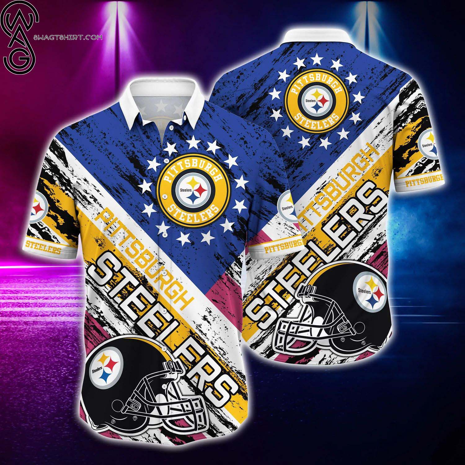 Pittsburgh Steelers And Rugby Helmet Summer Aloha Hawaiian Shirt