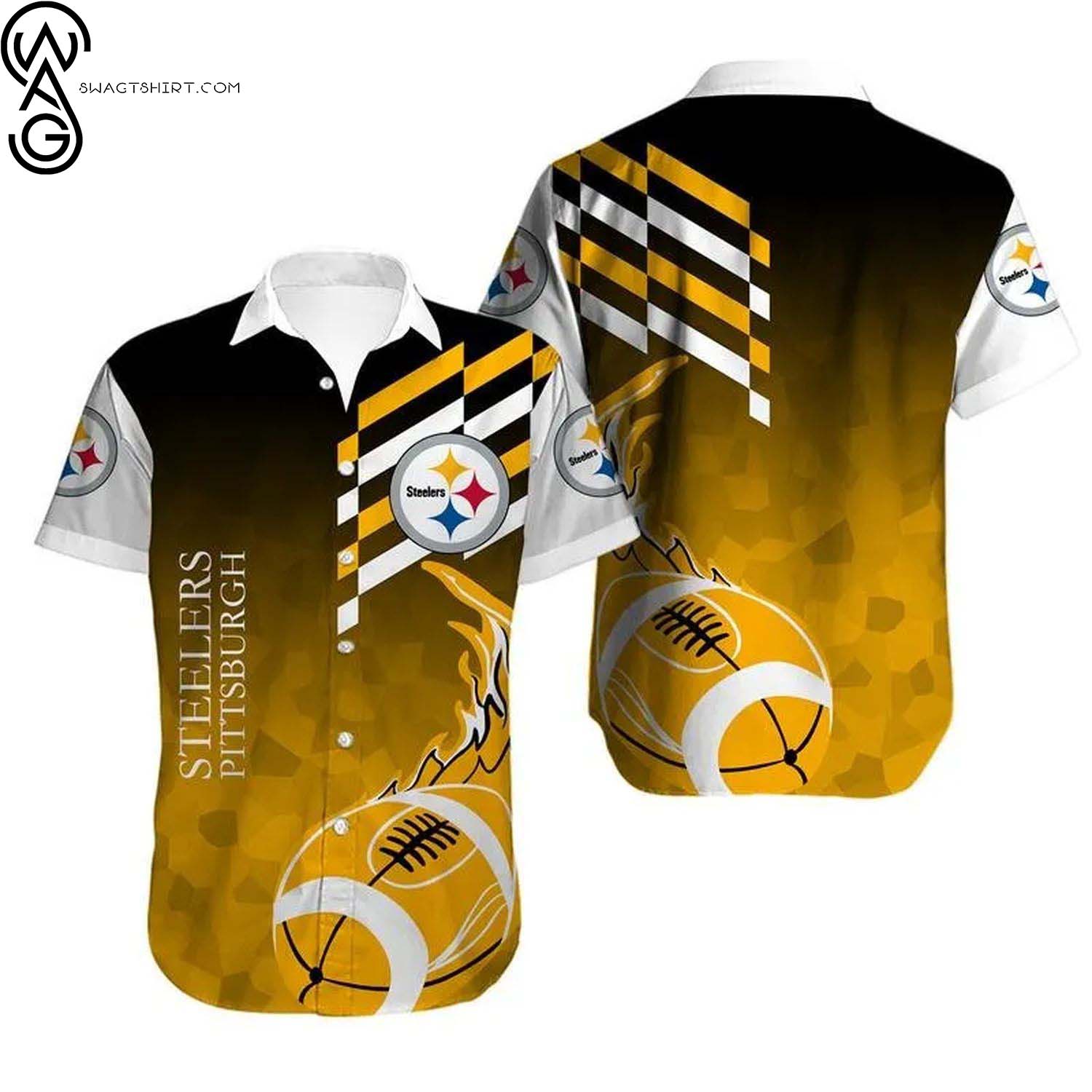 Pittsburgh Steelers And Rugby Helmet Summer Aloha Hawaiian Shirt