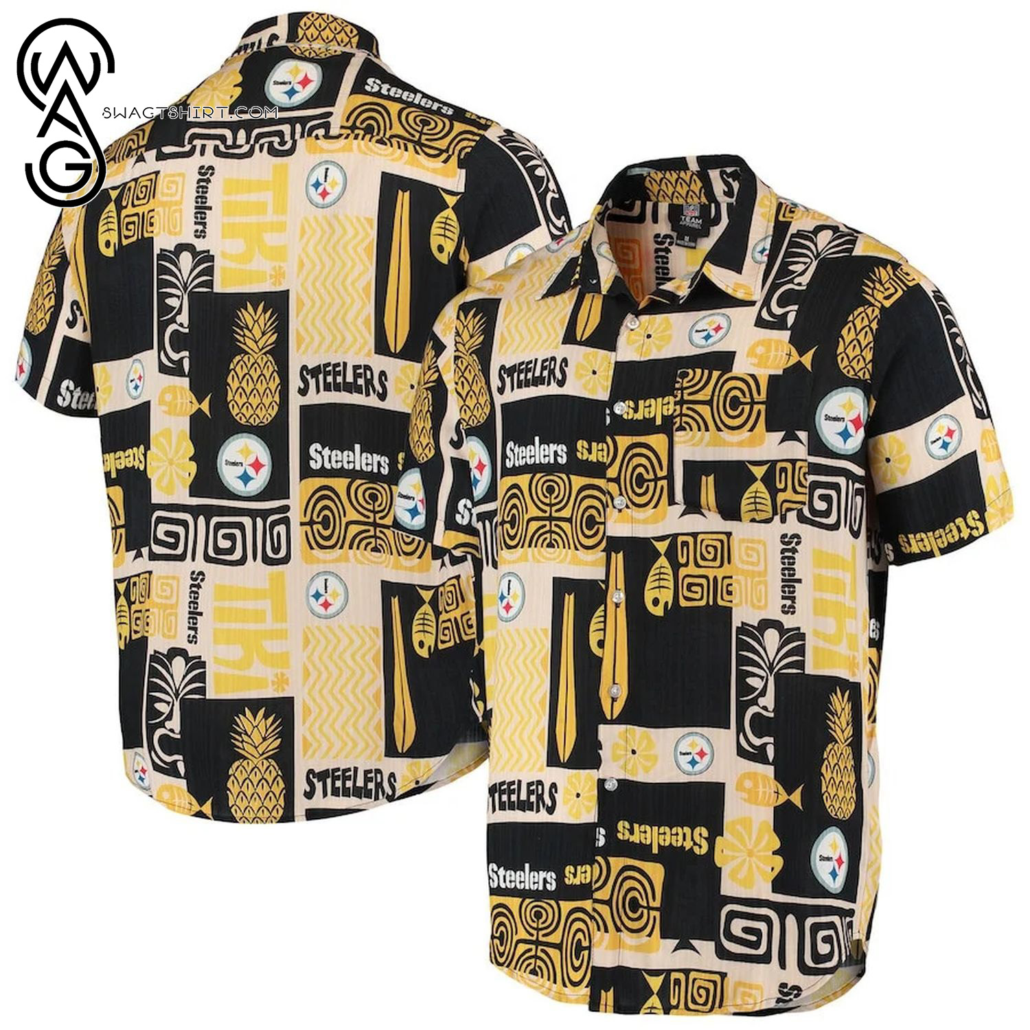 Pittsburgh Steelers Palm Tree All Over Print Hawaiian Shirt And Beach Shorts