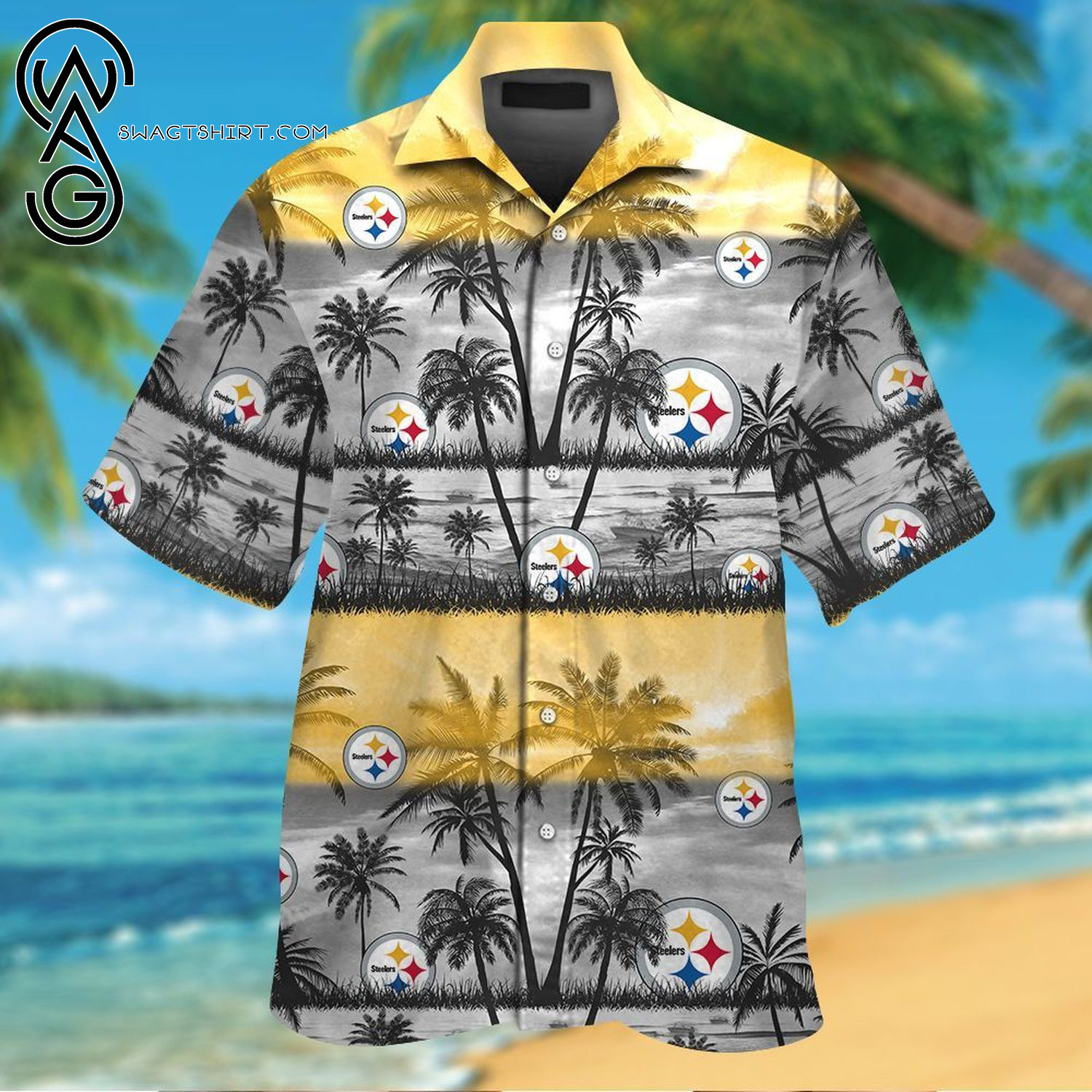 Pittsburgh Steelers Skull Summer Aloha Hawaiian Shirt