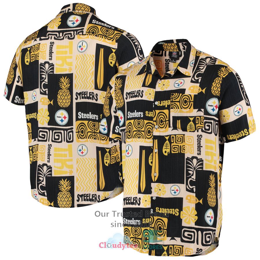 Pittsburgh Steelers Tommy Bahama Baja Mar Woven White Hawaiian Shirt