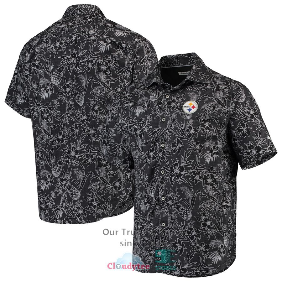 Pittsburgh Steelers Tommy Bahama Baja Mar Woven White Hawaiian Shirt