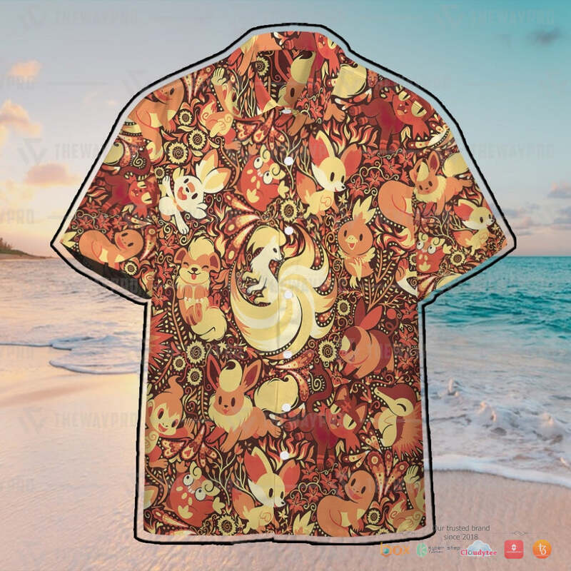 Pokemon Eevee Evolution Floral Hawaiian Shirt