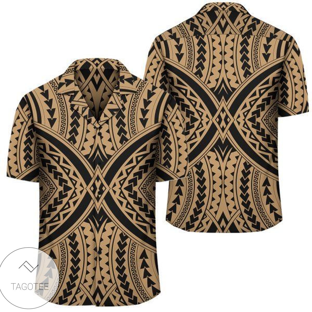 Polynesian Tattoo Tribal Yellow Hawaiian Shirt