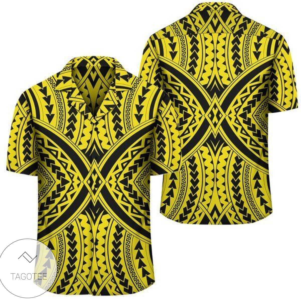 Polynesian Tradition Yellow Hawaiian Shirt Summer Button Up Shirt For Men Hawaiian Summer Trends Shirt 2020