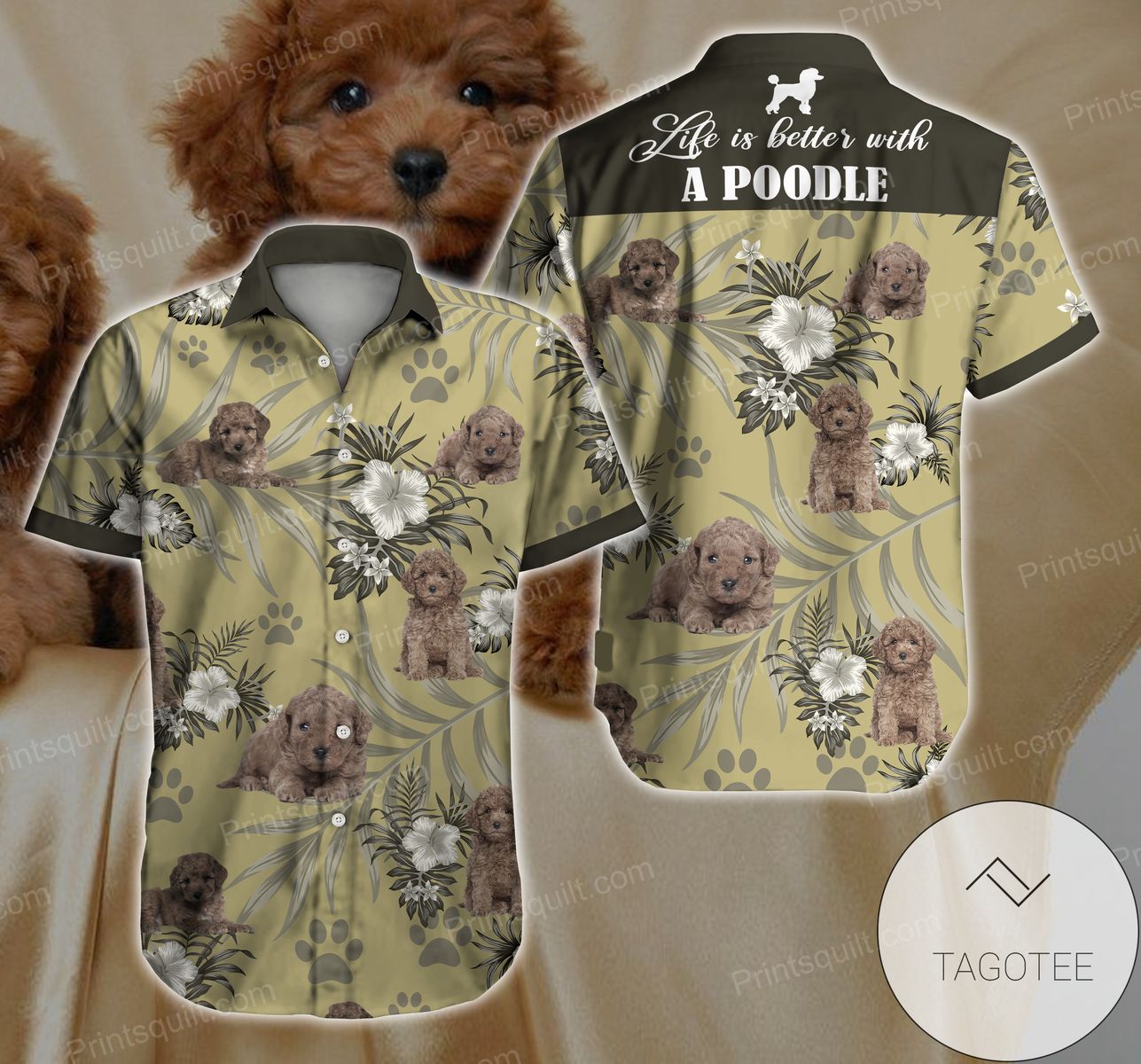 Poodle Lover With Sunflower Hawaiian Shirt