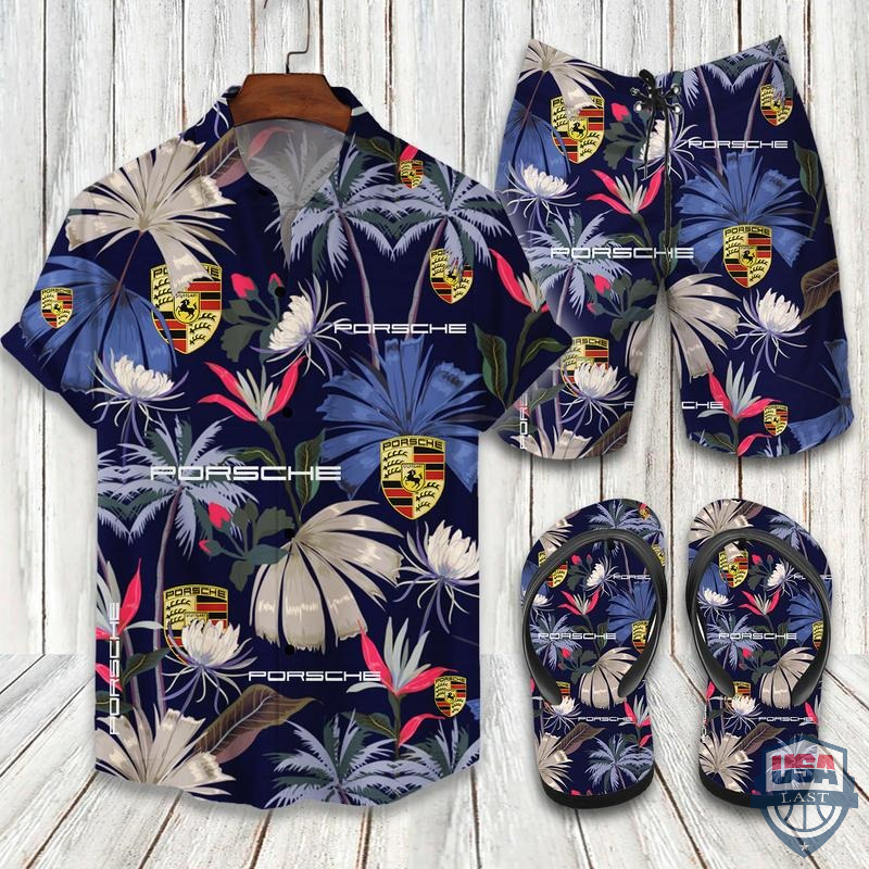 Porsche Hawaiian Shirt Beach Short And Flip Flops 02