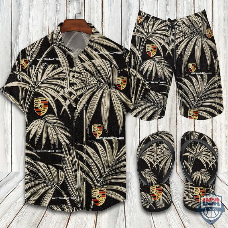 Porsche Hawaiian Shirt Beach Short And Flip Flops 01