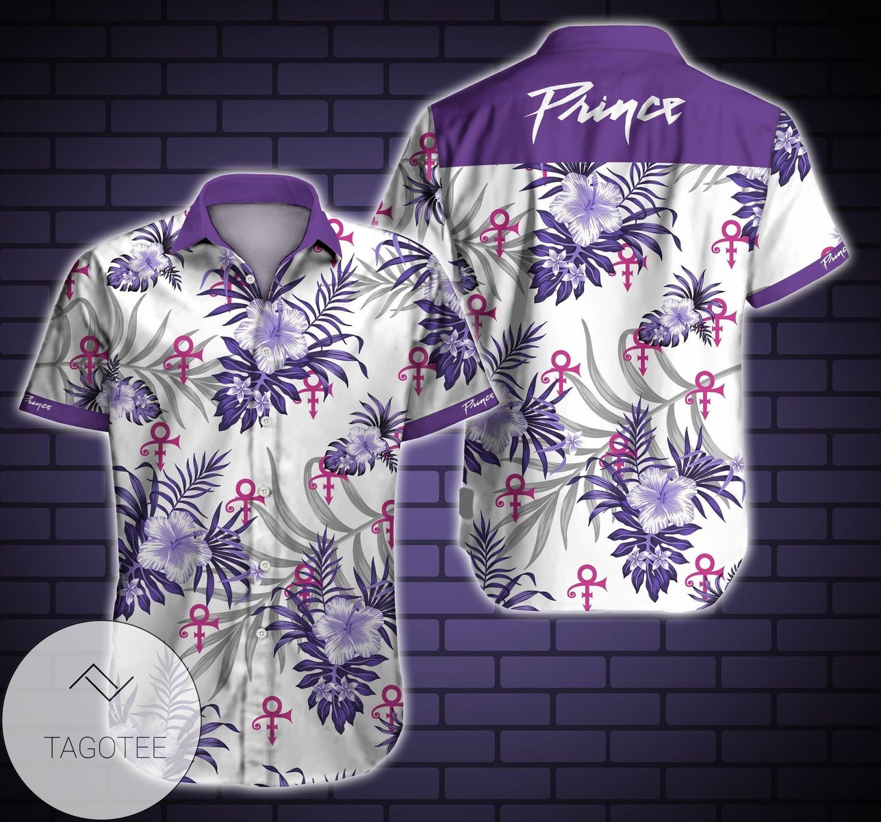 Prince Hawaiian II Graphic Print Short Sleeve Hawaiian Casual Shirt