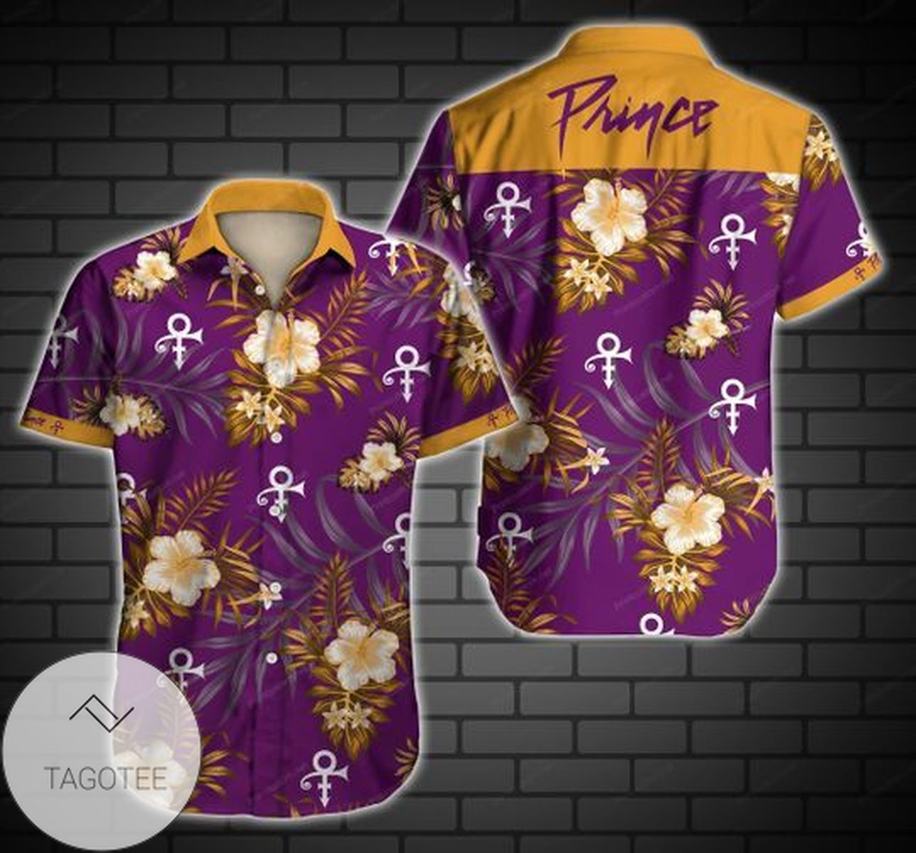 Prince Hawaiian Graphic Print Short Sleeve Hawaiian Casual Shirt