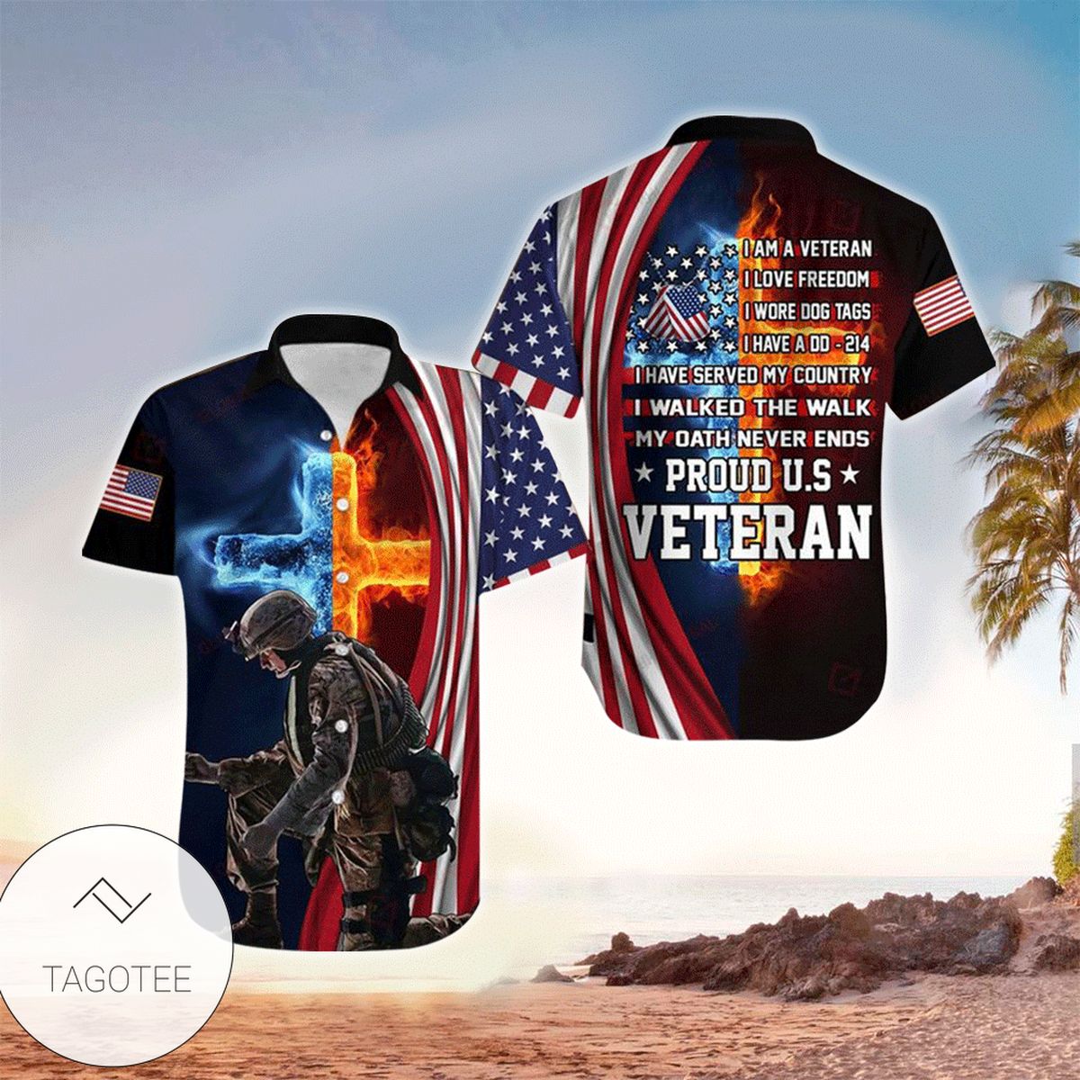 Proud U.S. Veteran Personalized All Over Printed Hawaiian Shirt