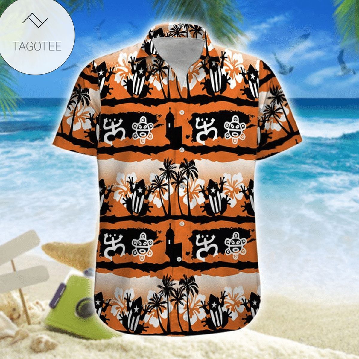 Puerto Rico Hawaiian Graphic Print Short Sleeve Hawaiian Casual Shirt