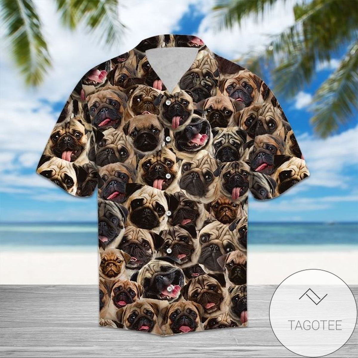 Pug Dog For men And Women Graphic Print Short Sleeve Hawaiian Casual Shirt