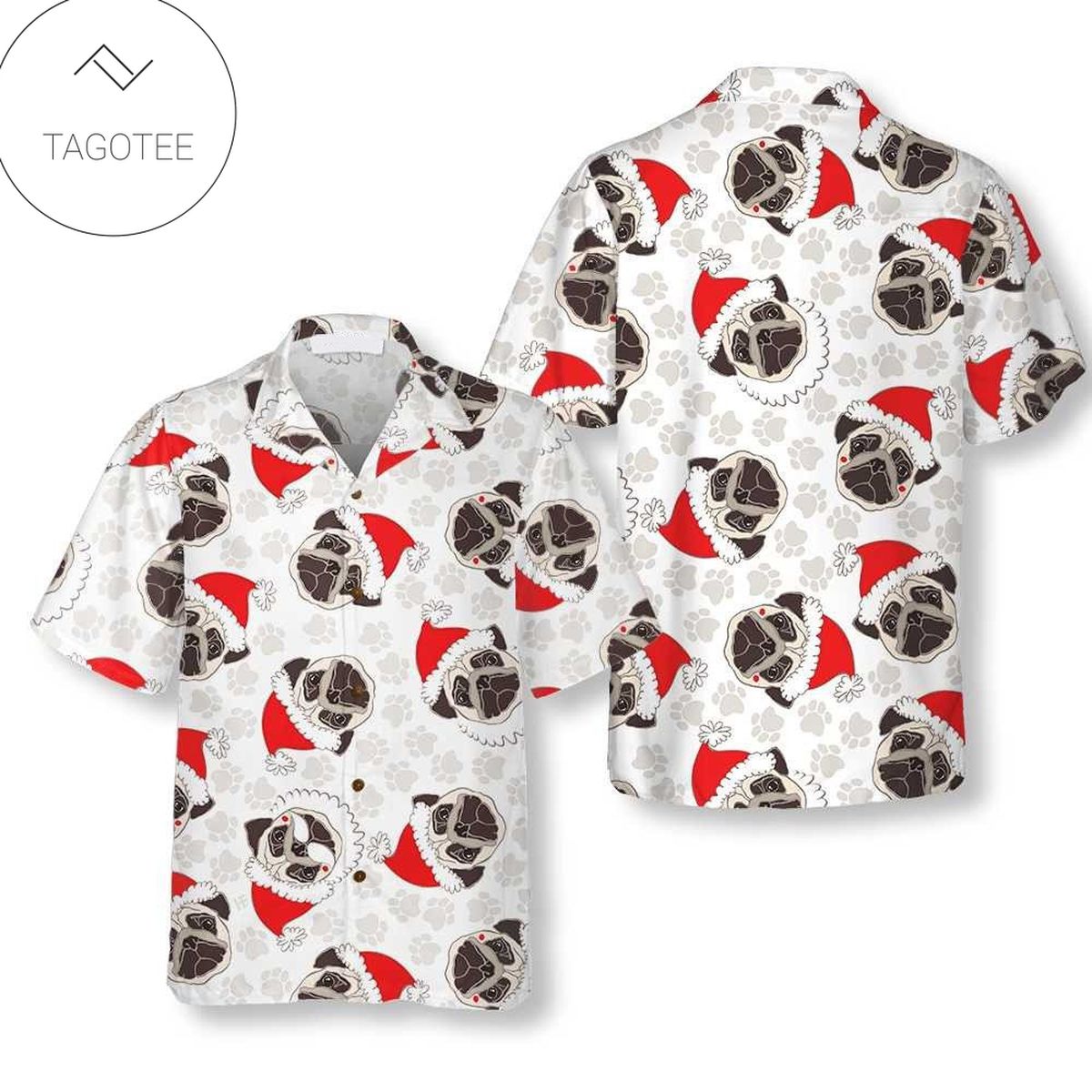 Pug Dog Hawaii For men And Women Graphic Print Short Sleeve Hawaiian Casual Shirt