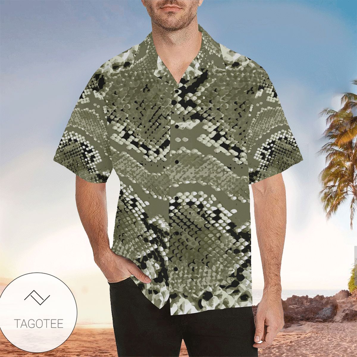 Python Green Pattern Print Design Hawaiian Shirt