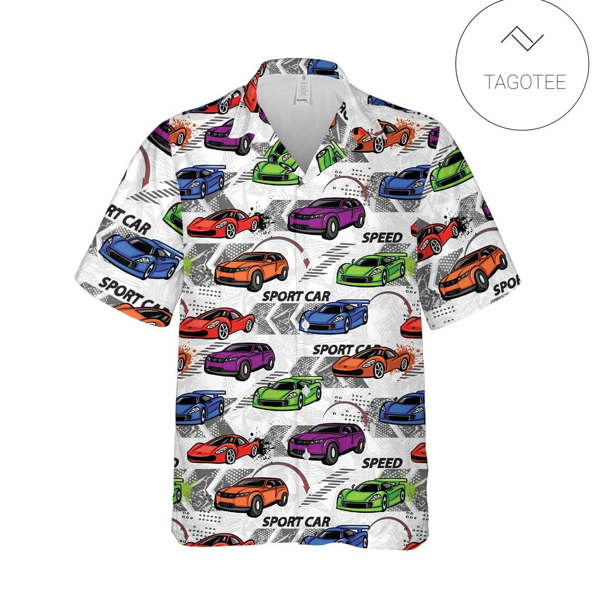 Racing Car Hawaiian Shirt Glowing Neon Racing Car Colorful Hawaii Aloha Shirt