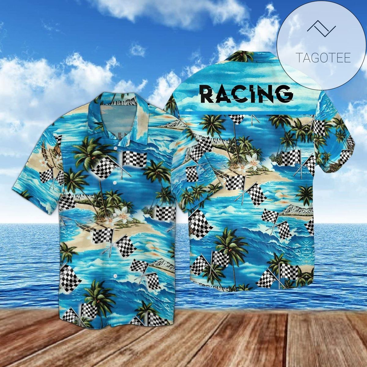 Racing Car Hawaiian Shirt Sport Cars Street Racing Pattern Black Blue Hawaii Aloha Shirt