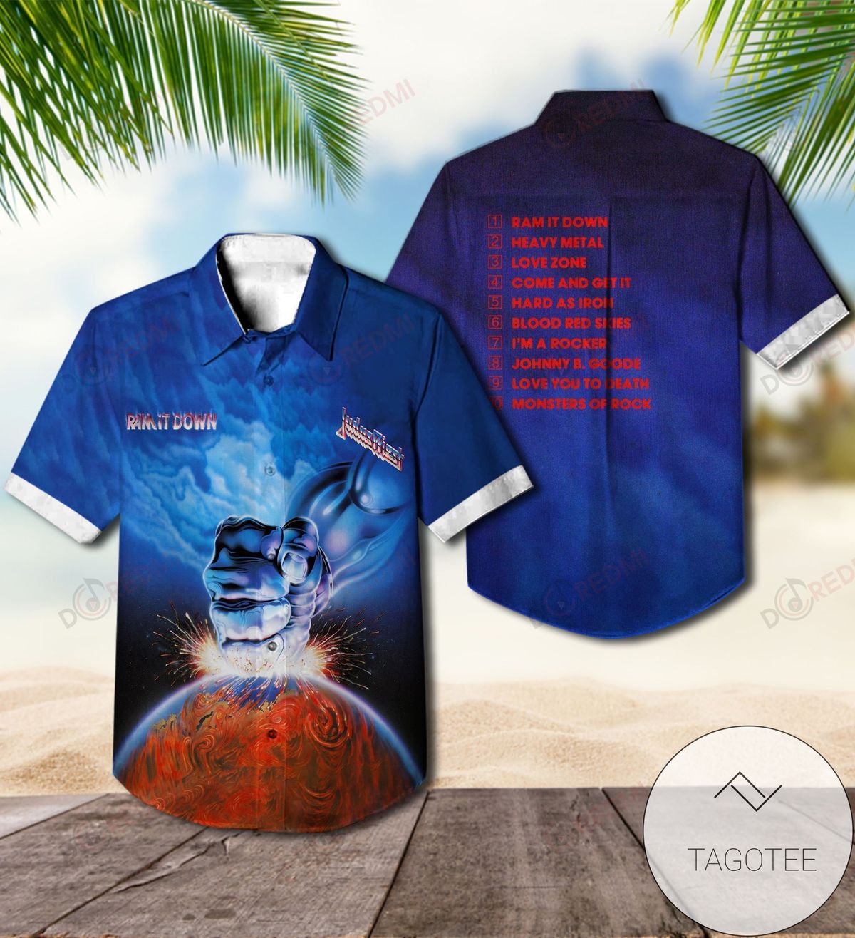 Rammstein Hawaiian Graphic Print Short Sleeve Hawaiian Casual Shirt