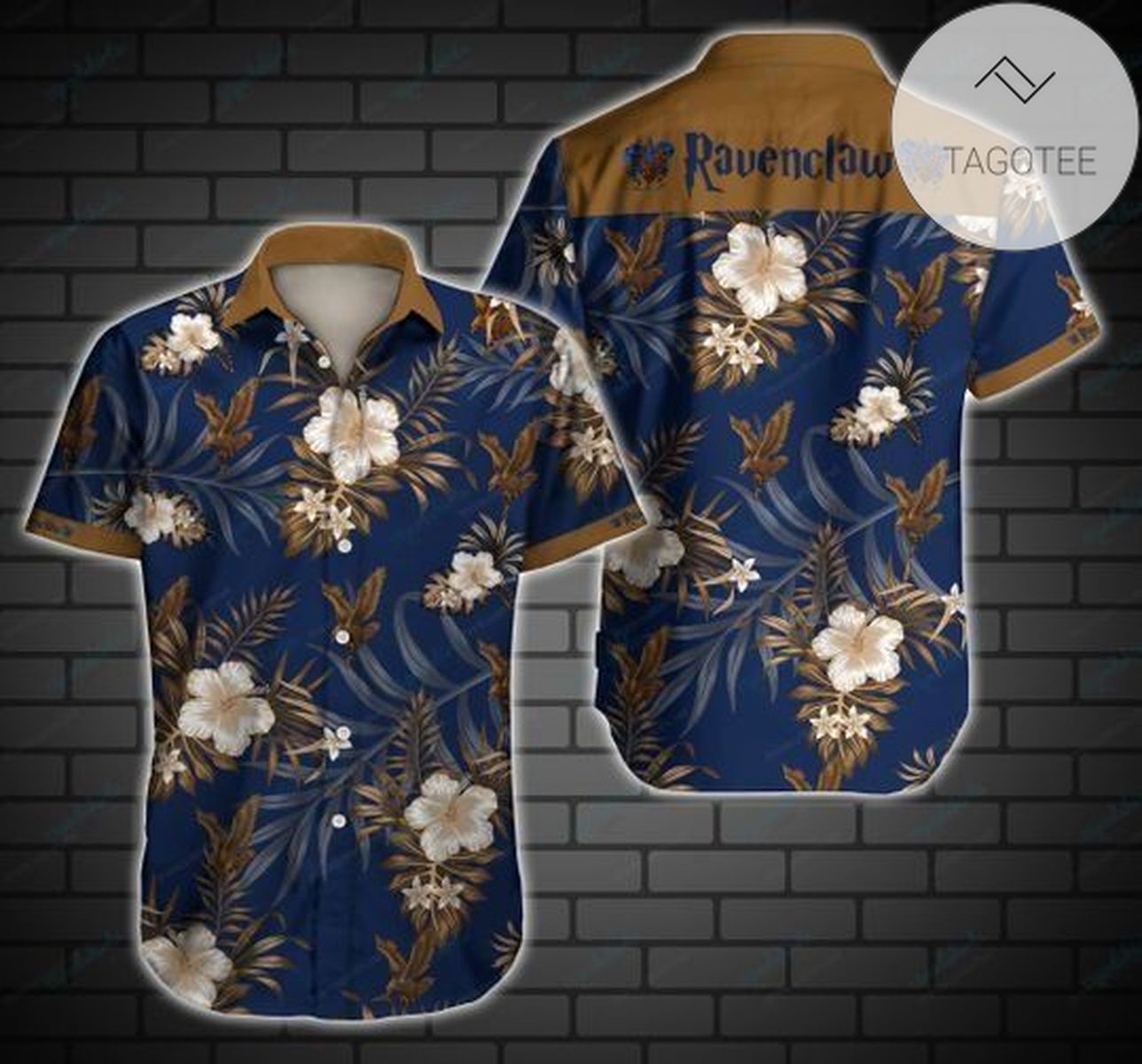 Ravenclaw Hawaiian Graphic Print Short Sleeve Hawaiian Casual Shirt