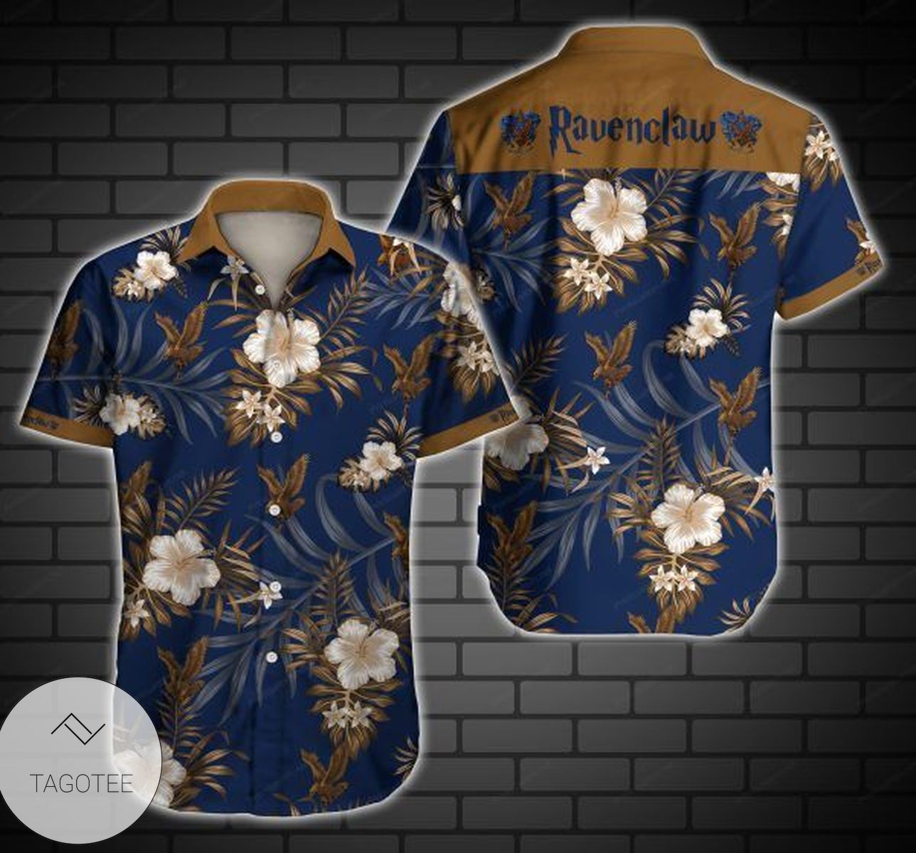 Ravenclaw Hawaiian Graphic Print Short Sleeve Hawaiian Casual Shirt