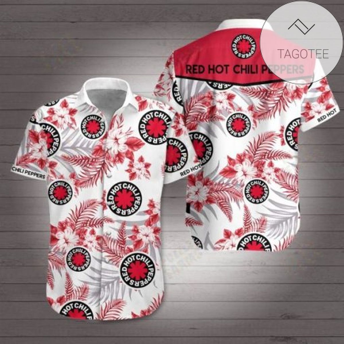 Red Hot Chili Peppers Hawaiian Graphic Print Short Sleeve Hawaiian Casual Shirt