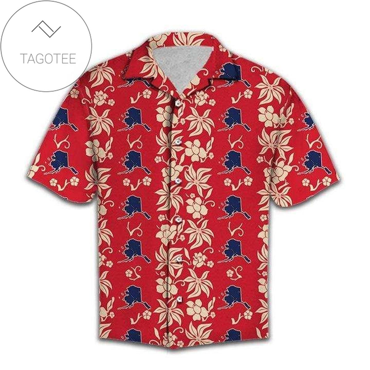 Red Michigan Pattern Hawaiian Aloha Shirts H