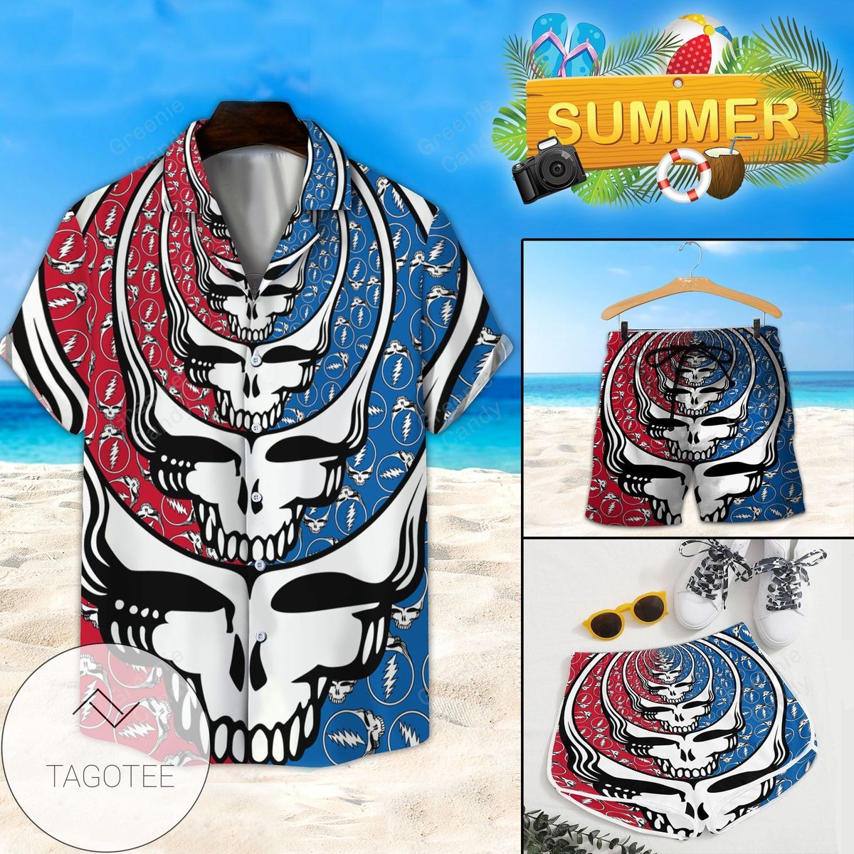 Repeated Grateful Dead All Over Print 3D Unisex Hawaiian Shirt And Beach Short