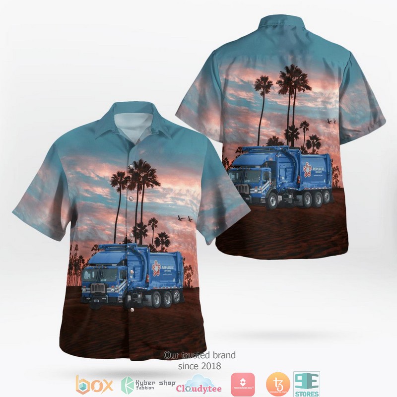 Republic Services Peterbilt 348 Heil 5000 Rear Loader Hawaiian Shirt