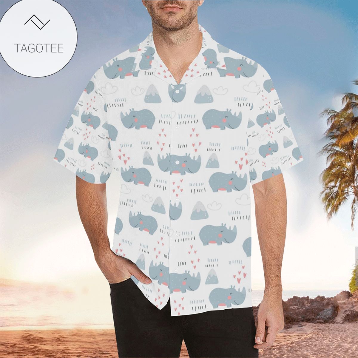 Rhino Hawaiian Shirt Mens Hawaiian Shirt For Rhino Lover