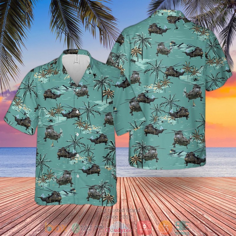 RNLAF Koninklijke Luchtmacht Boeing CH-47D Chinook 414 blue Hawaiian Shirt