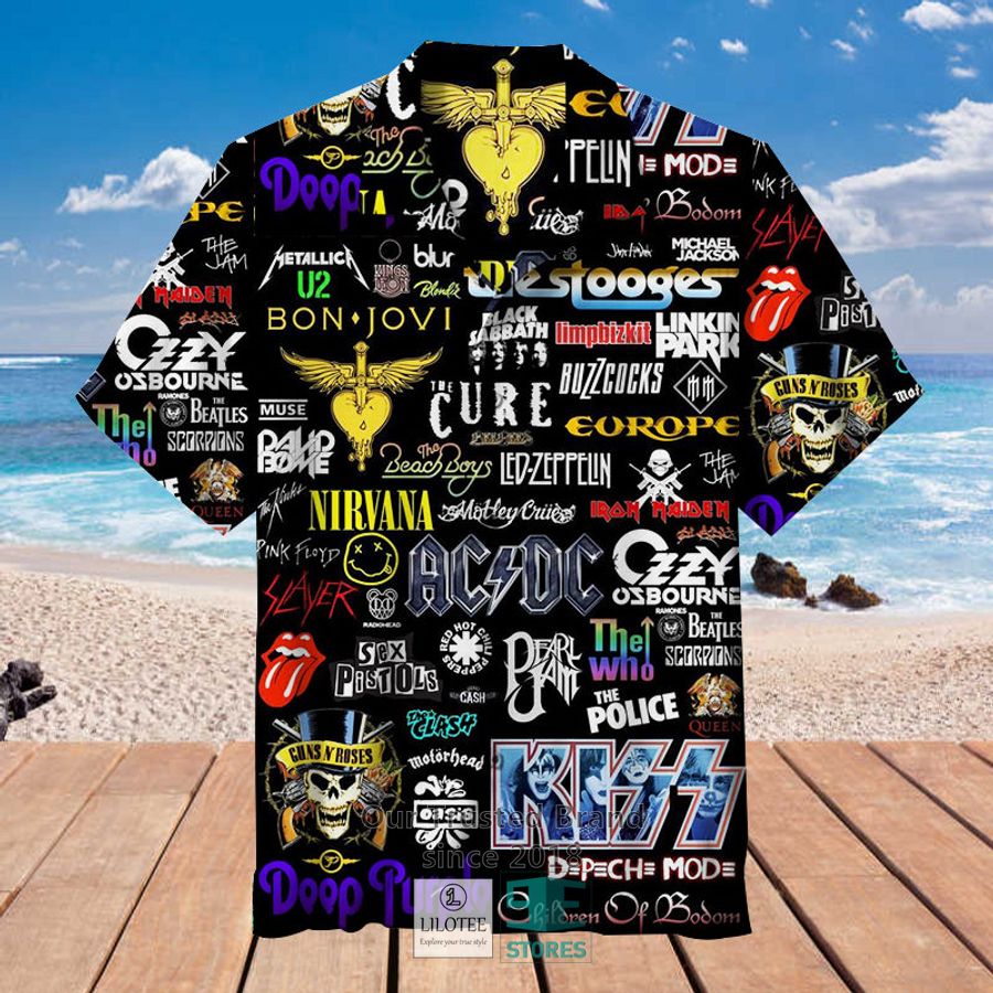 Rock And Roll Punk Print Pocket Lapel Hawaiian Shirt