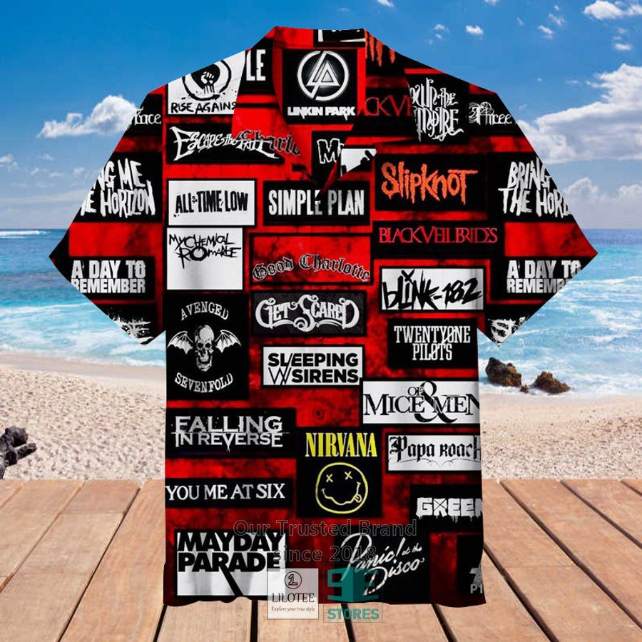 Rock Band Collage black Hawaiian Shirt