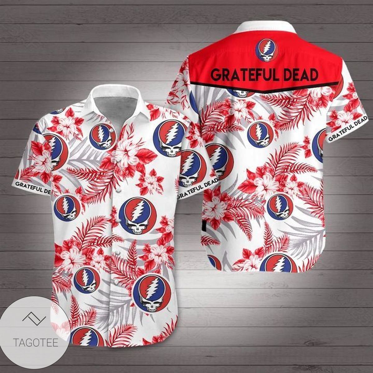 Rock Band Grateful Dead Graphic Print Short Sleeve Hawaiian Casual Shirt