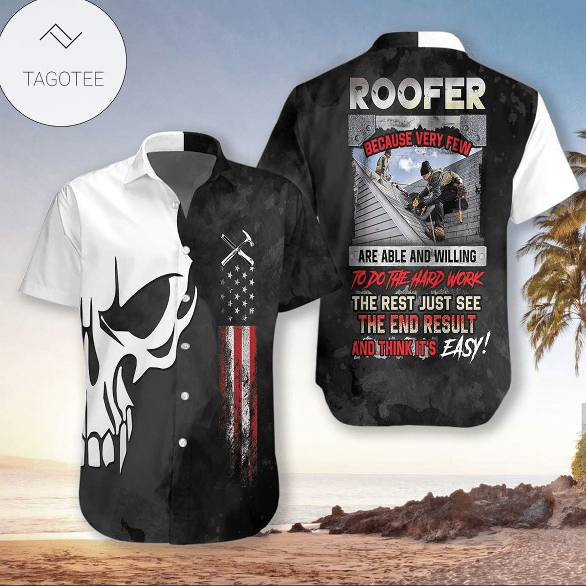 Roofer Dangerous Graphic Print Short Sleeve Hawaiian Casual Shirt