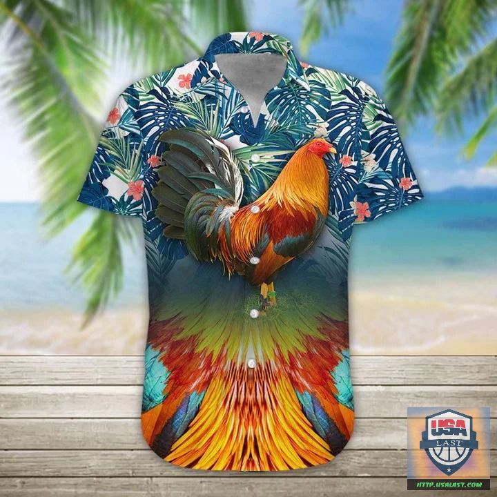 Rooster Farm Green Hawaiian Shirt For Men Women