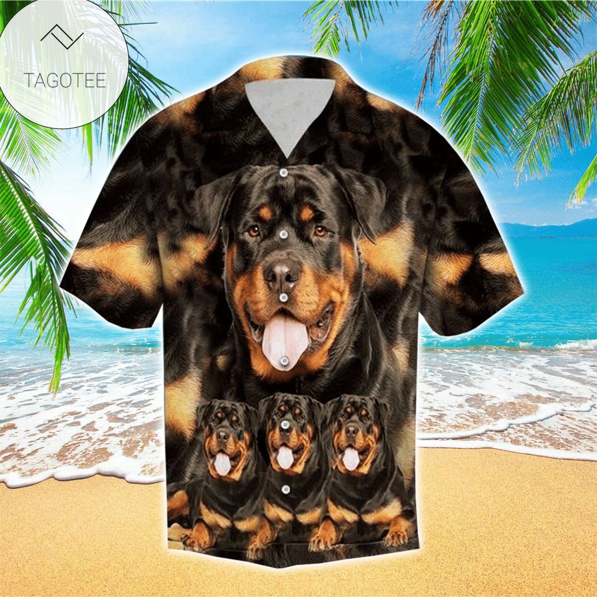 Rottweiler Dog Summer Leaves Hawaiian Shirt