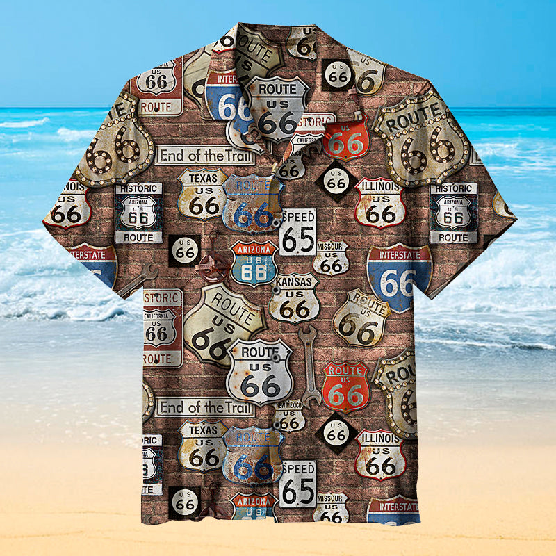 Route 66 Born To Ride Hawaiian Shirt