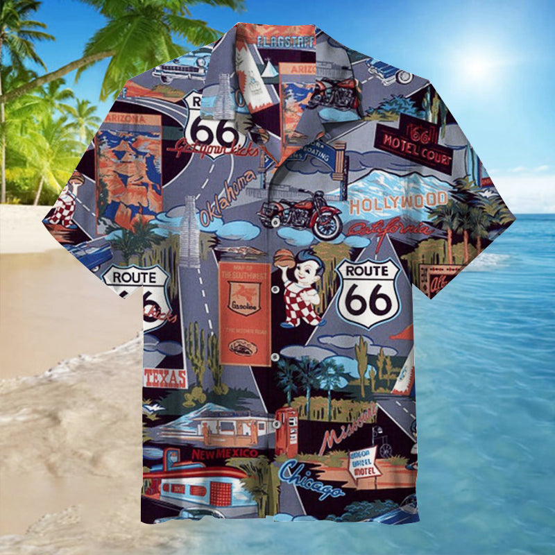 Route 66 Born To Ride Hawaiian Shirt