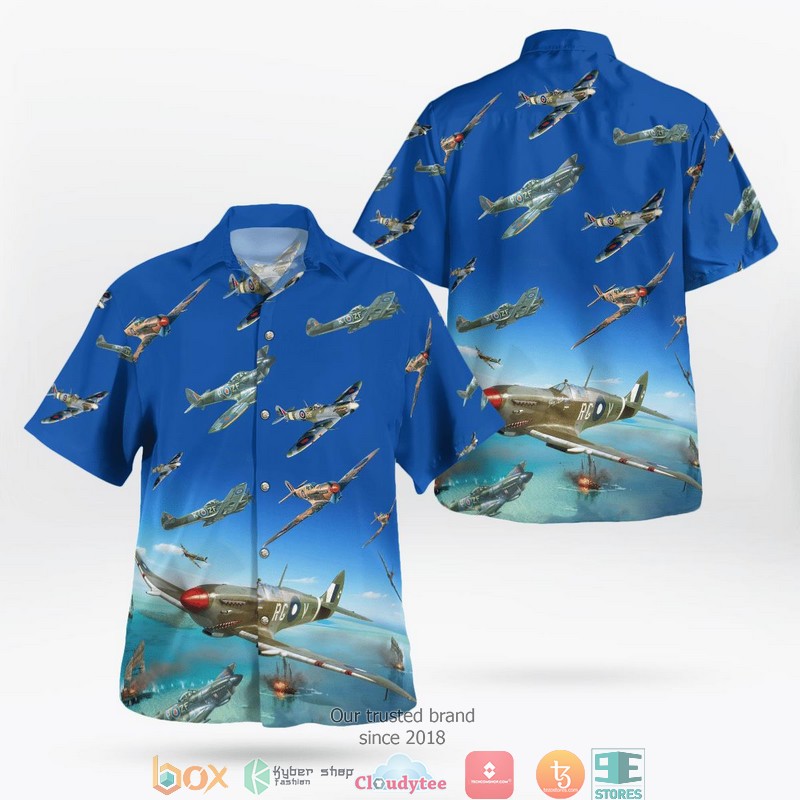 Royal Air Force Union Flag Typhoon Aircraft blue Hawaiian Shirt