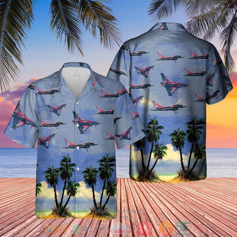 Royal Air Force Union Flag Typhoon Aircraft Sky Hawaiian Shirt