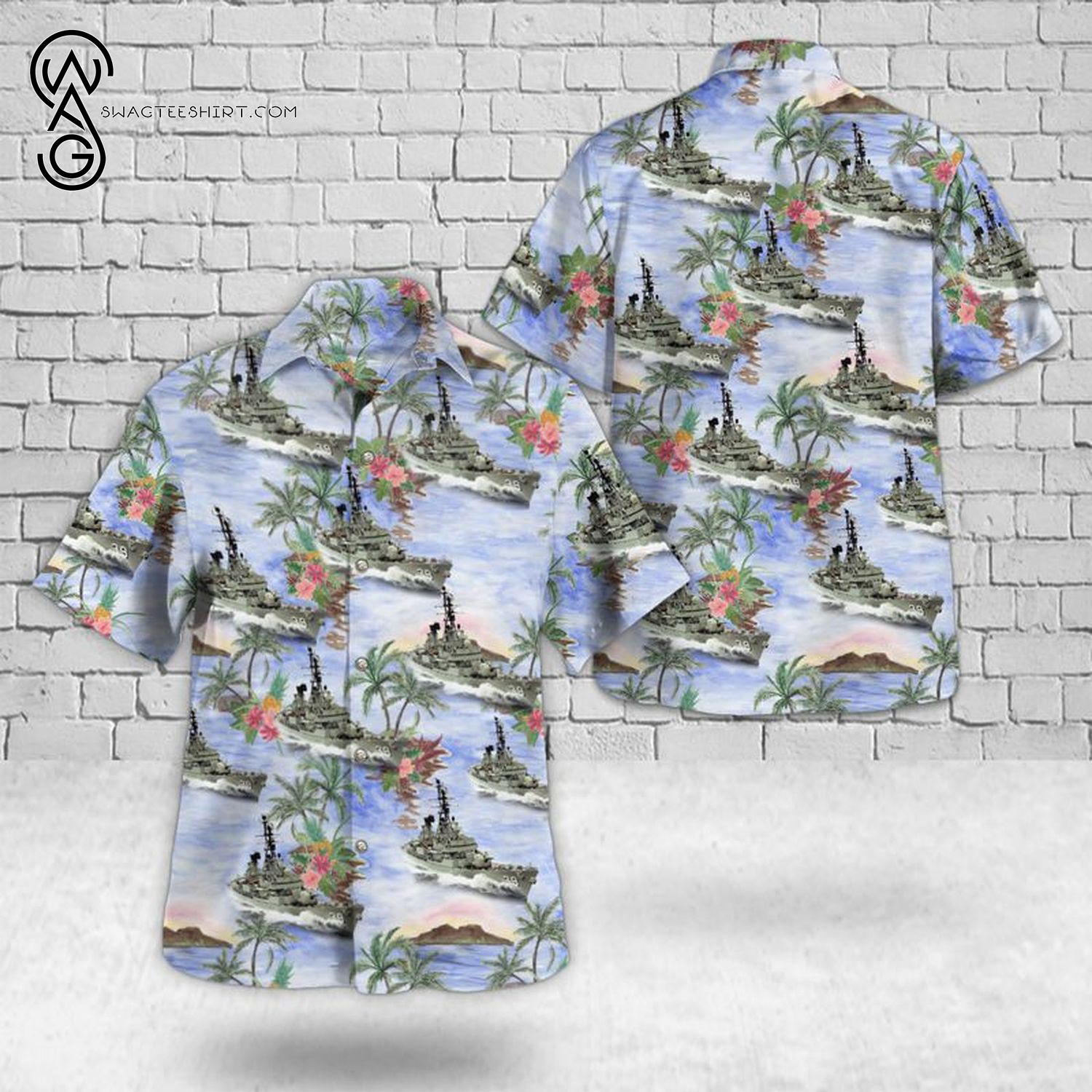 Royal Australian Navy HMAS Melbourne R21 Floral Summer Hawaiian Shirt