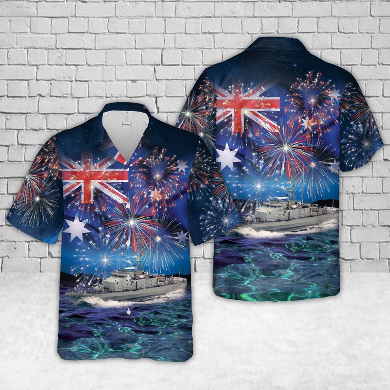 Royal Australian Navy HMAS Warramunga FFH 152 Australia Day Hawaiian Shirtt