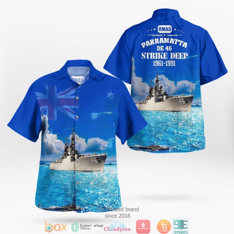 Royal Australian Navy RAN HMAS Perth FFH 157 Anzac-class frigate Hawaiian Shirt