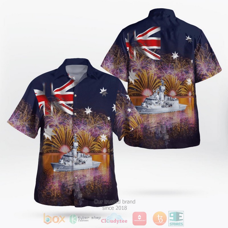 Royal Australian Navy RAN HMAS Perth D 38 Perth-class Guided Missile Destroyer Hawaiian Shirt