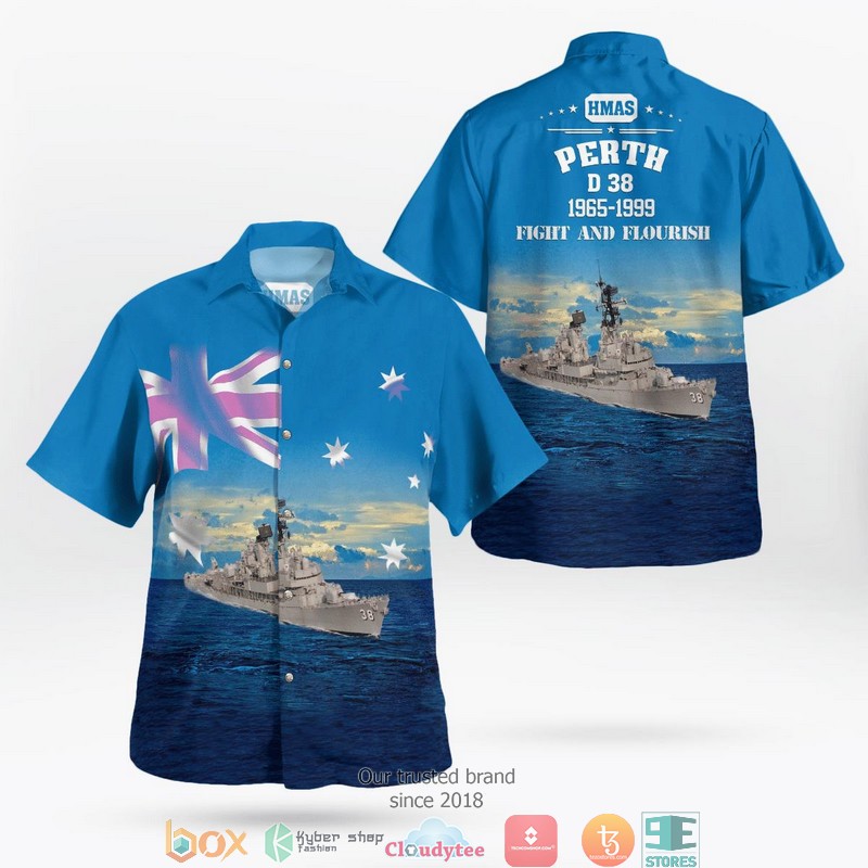 Royal Australian Navy RAN HMAS Hobart D 39 Perth-class Guided Missile Destroyer Hawaiian Shirt